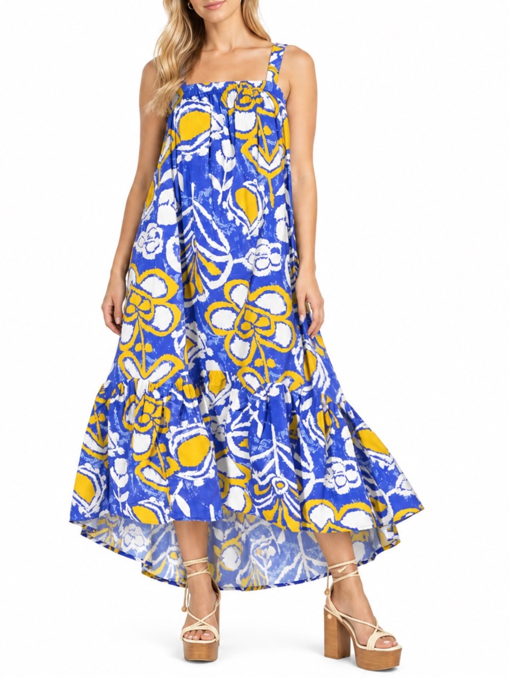 Cleobella Muriel Midi Blue and Yellow Floral Maxi Dress